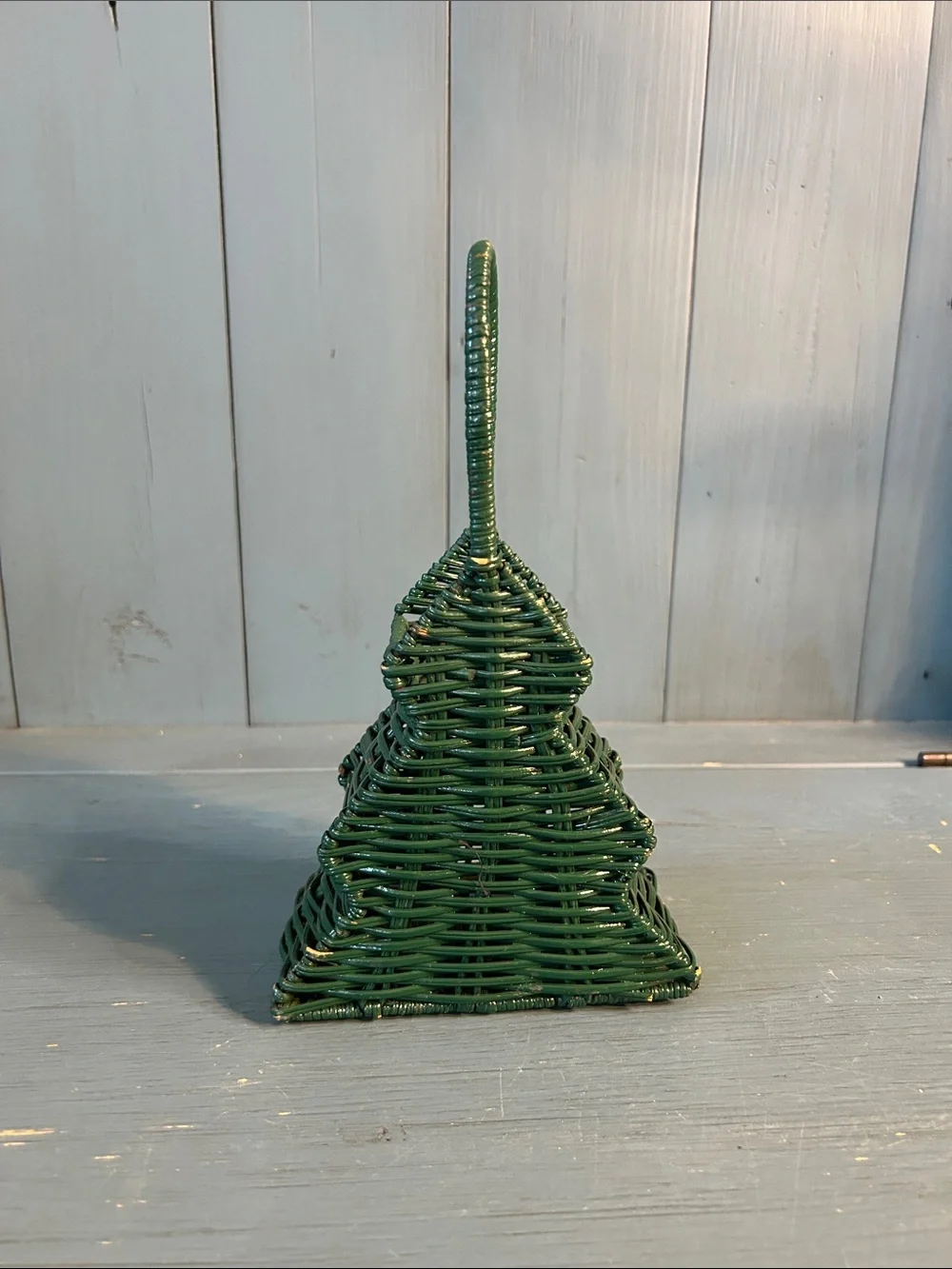 Dark Green Woven Wicker Tree Basket - Christmas Decor